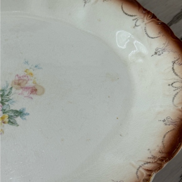 Antique Victorian Floral Oblong Porcelain Platter Stamped “Small Meat Platter 7” - Picture 4 of 7